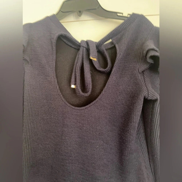 Saylor x Free People Blue Chase Knit Mini Ruffle Sweater Dress Size x-Small - Picture 7 of 10